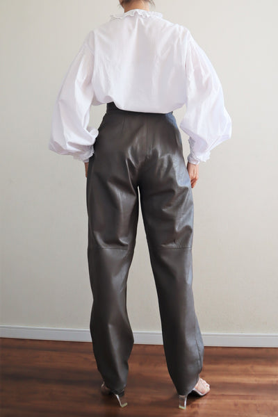 80s Dark Brown Leather Pants