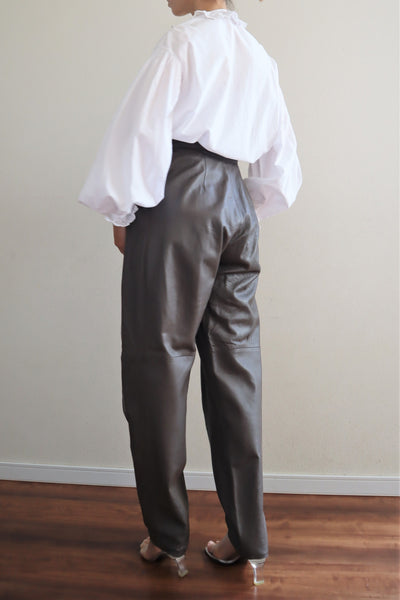 80s Dark Brown Leather Pants