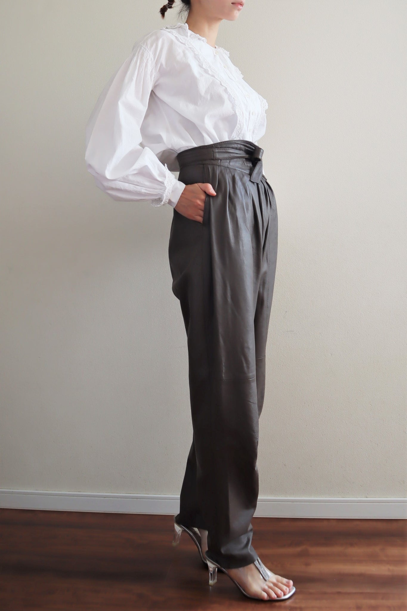80s Dark Brown Leather Pants