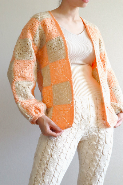 70s Hand Knit Crochet Cardigan