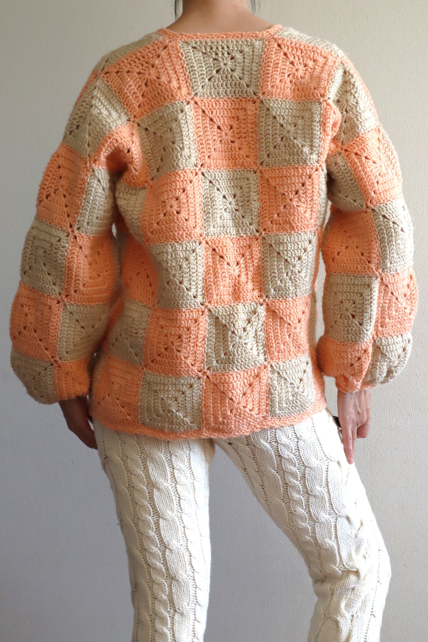 70s Hand Knit Crochet Cardigan