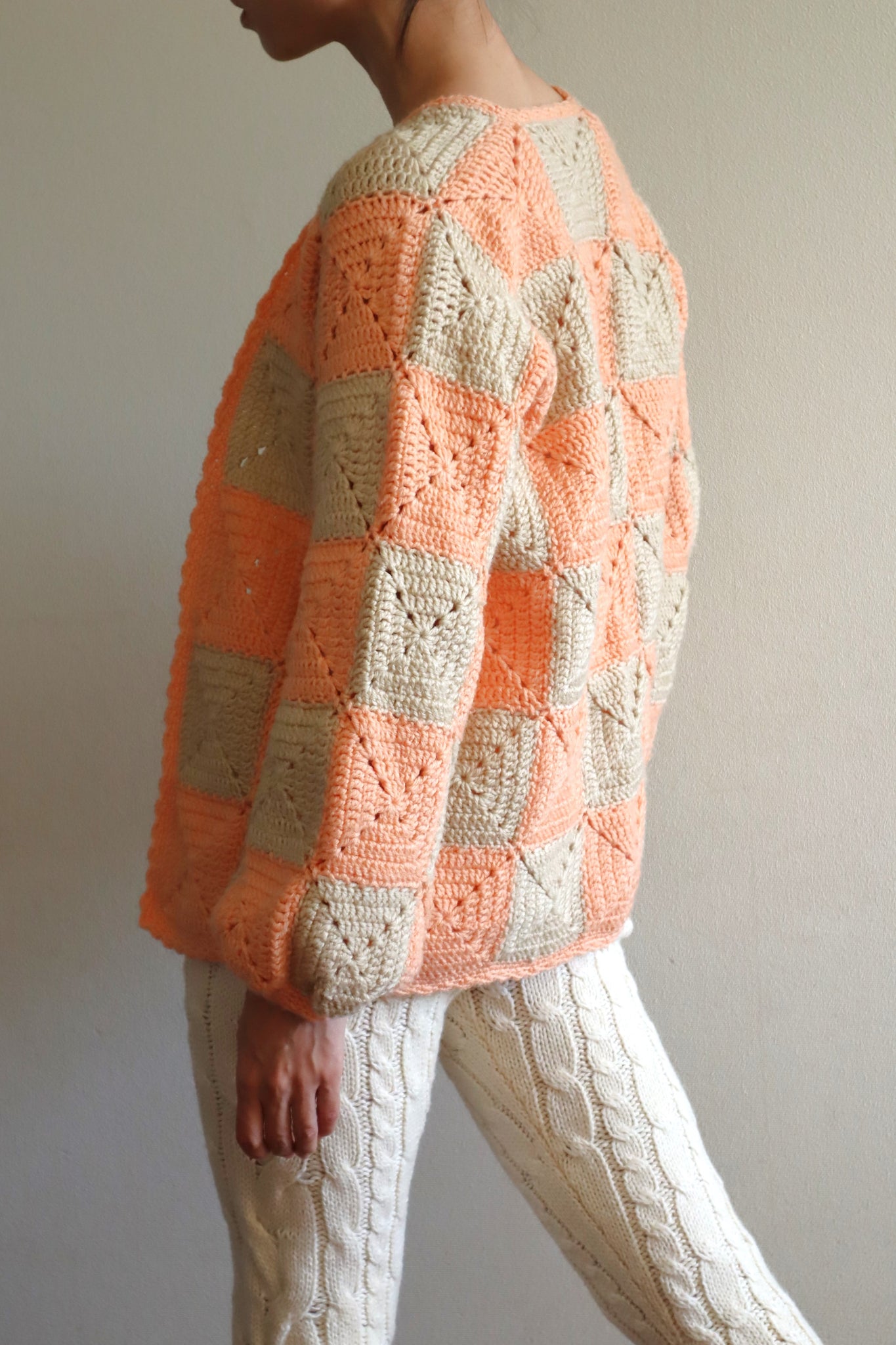 70s Hand Knit Crochet Cardigan