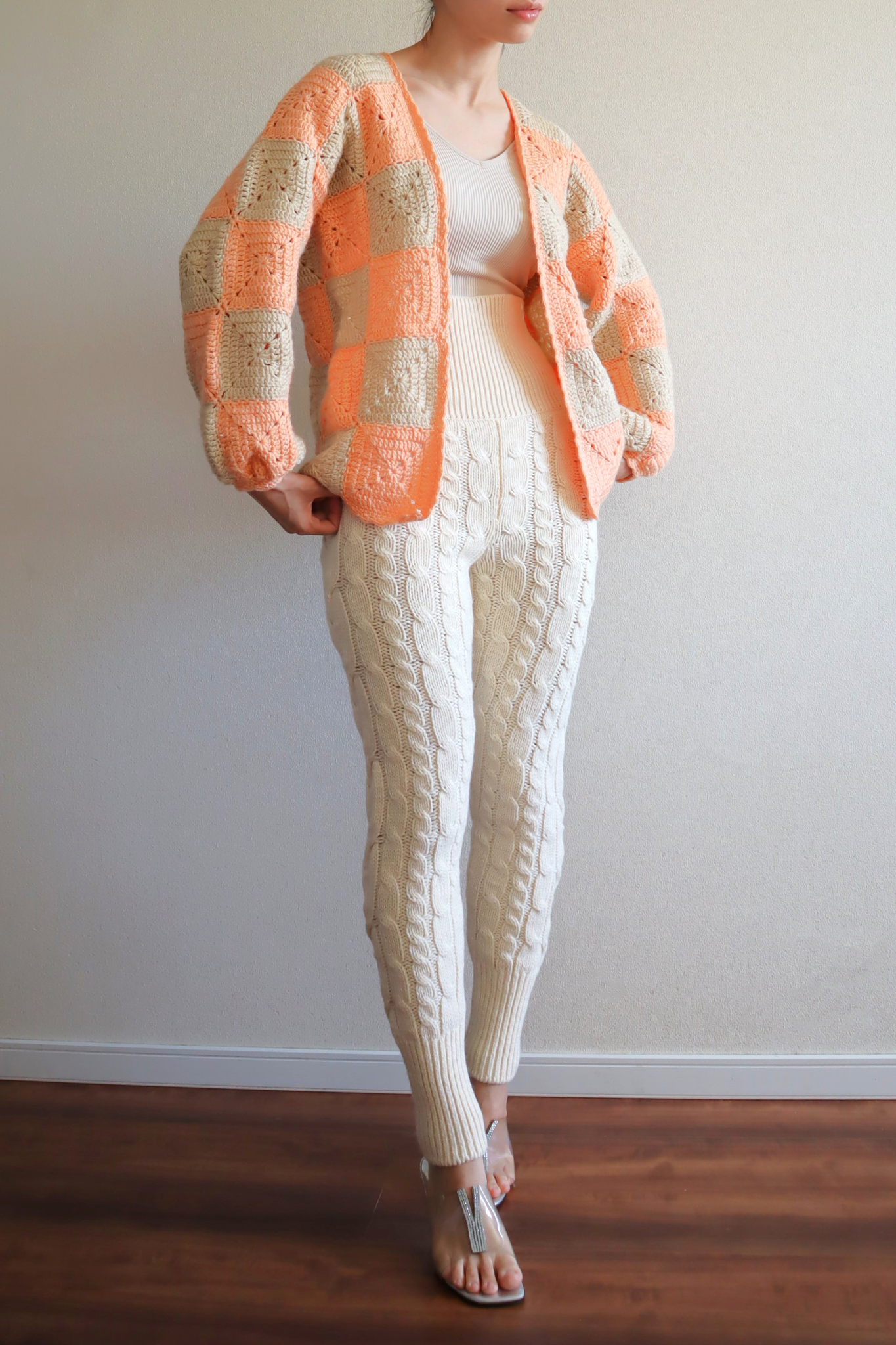 70s Hand Knit Crochet Cardigan