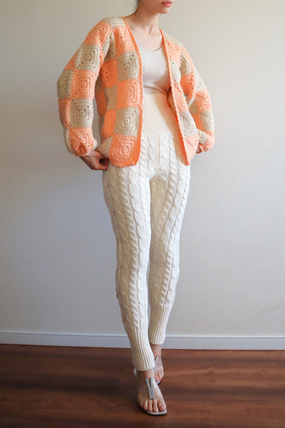 70s Hand Knit Crochet Cardigan