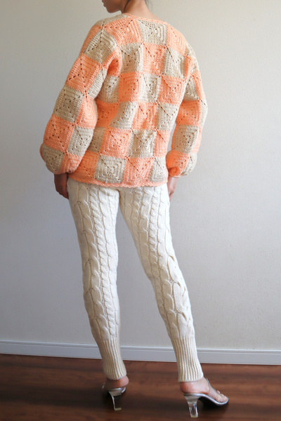 70s Hand Knit Crochet Cardigan