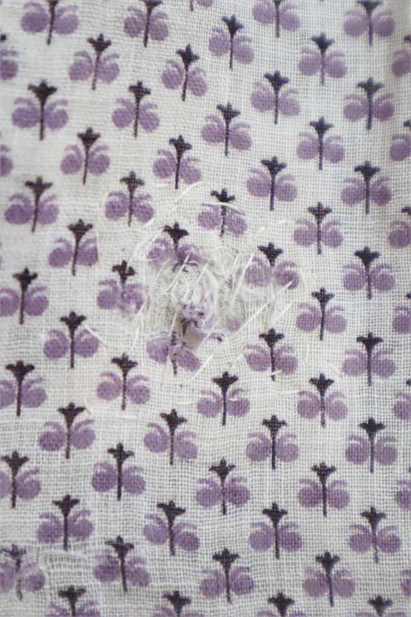 1910s Edwardian Purple Calico Print Cotton Skirt