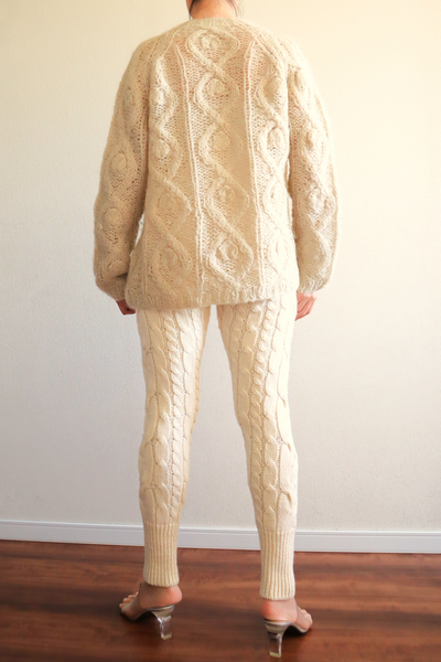 60s Beige Cable Mohair Cardigan