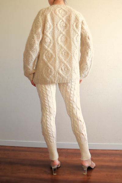 60s Beige Cable Mohair Cardigan