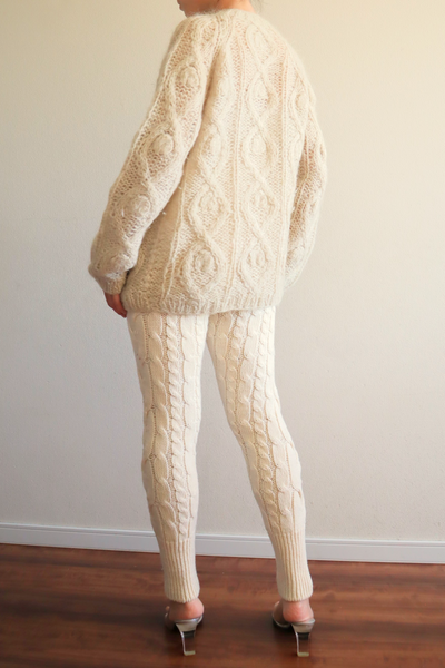 60s Beige Cable Mohair Cardigan