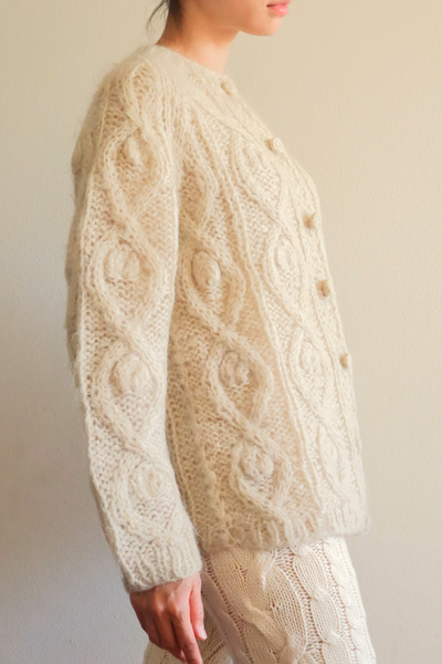 60s Beige Cable Mohair Cardigan