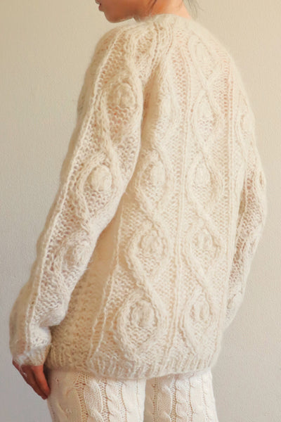 60s Beige Cable Mohair Cardigan