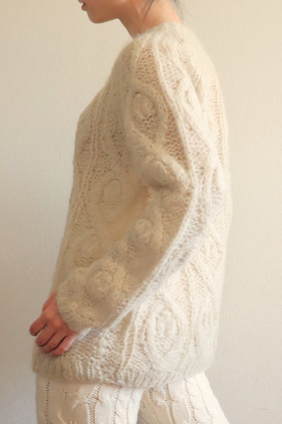 60s Beige Cable Mohair Cardigan