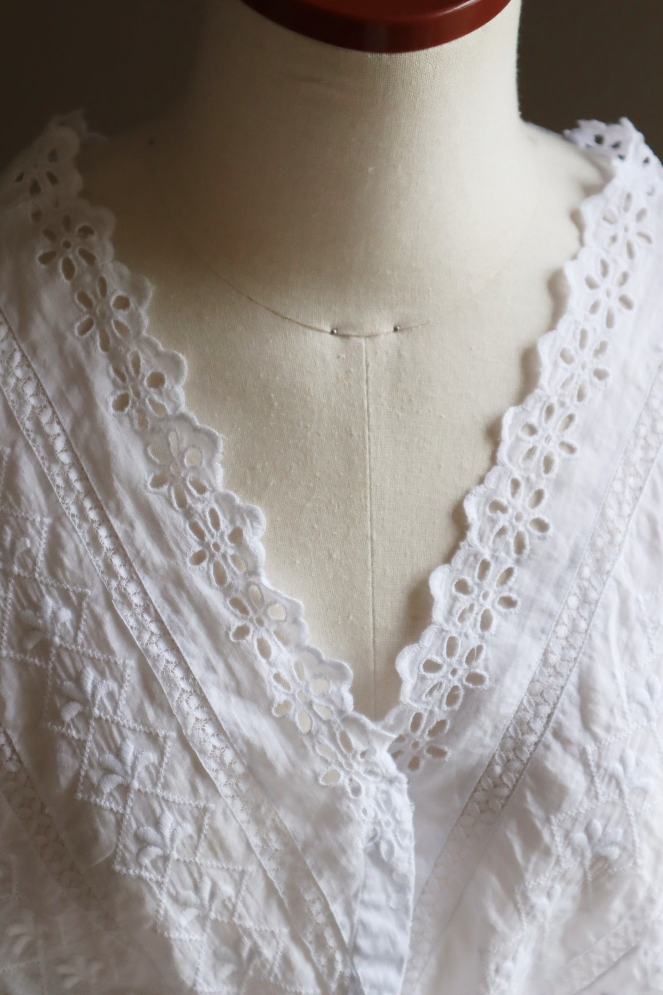 1910s Flower Cutwork Lace Trim Blouse