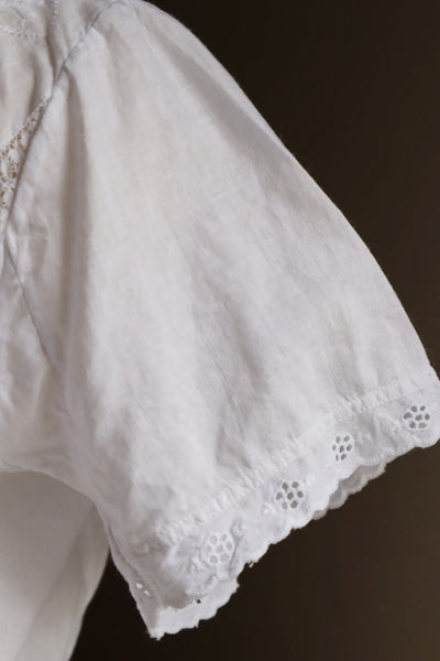 1910s Flower Cutwork Lace Trim Blouse