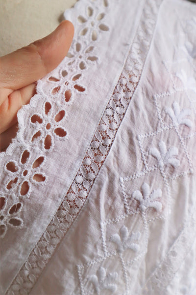 1910s Flower Cutwork Lace Trim Blouse