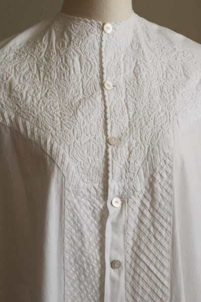 1900s Antique White Cotton Long Dress