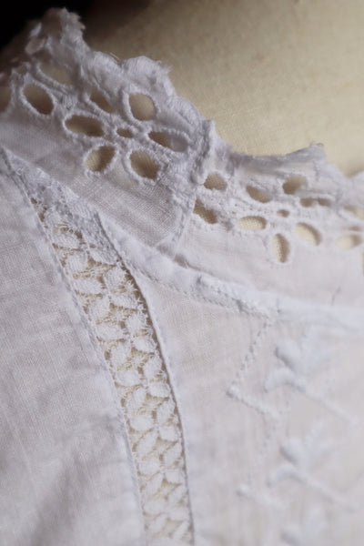 1910s Flower Cutwork Lace Trim Blouse