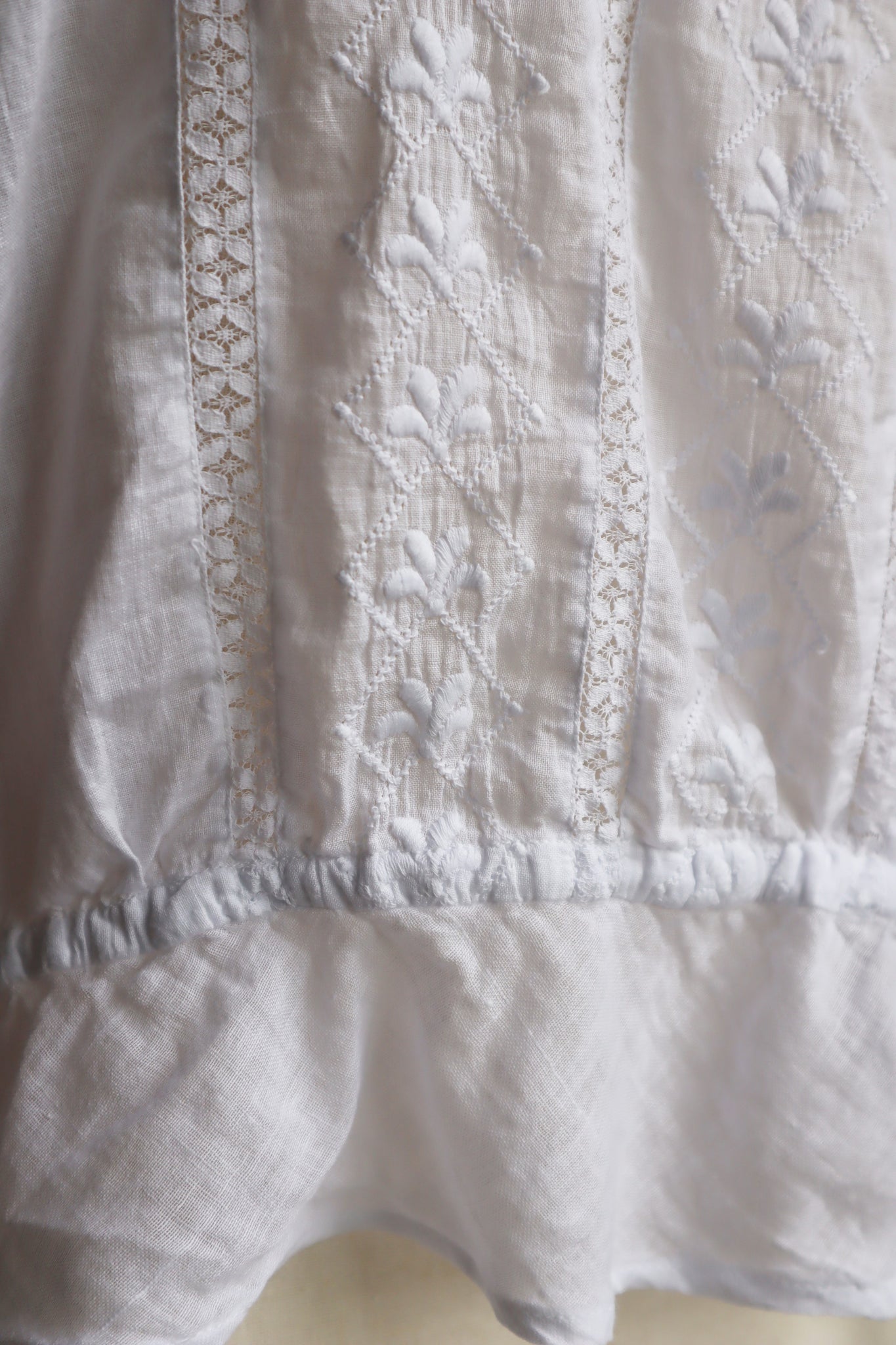 1910s Flower Cutwork Lace Trim Blouse