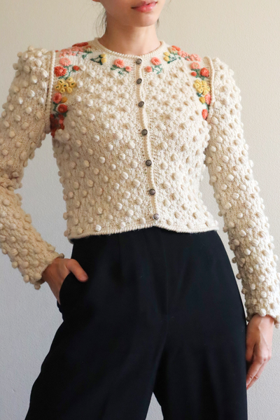 80s Beautiful Three-Dimensional Austrian Cardigan