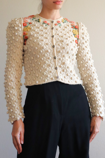 80s Beautiful Three-Dimensional Austrian Cardigan