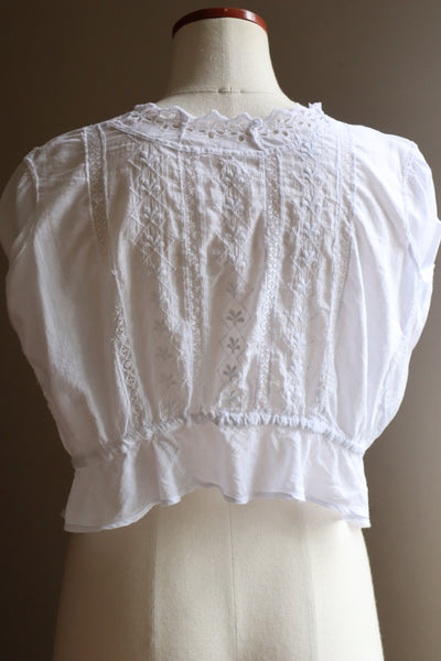 1910s Flower Cutwork Lace Trim Blouse