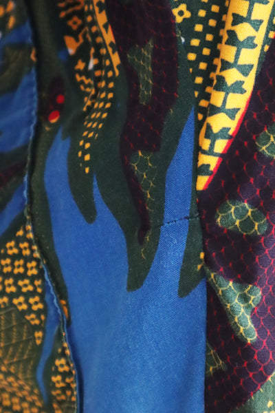 80s Puff Sleeve African Print Dress