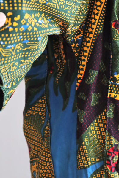 80s Puff Sleeve African Print Dress