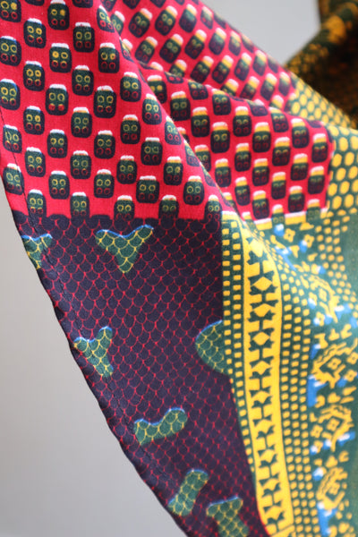 80s Puff Sleeve African Print Dress
