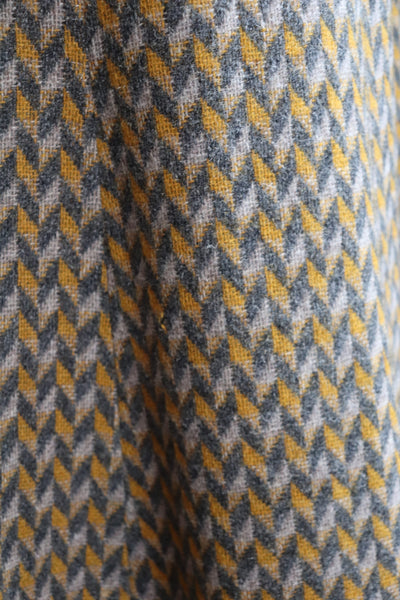 60s Wool Flare Long Skirt Mustard And Grey Herringbone