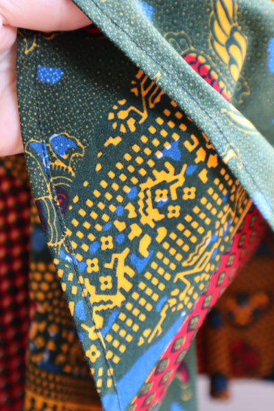 80s Puff Sleeve African Print Dress