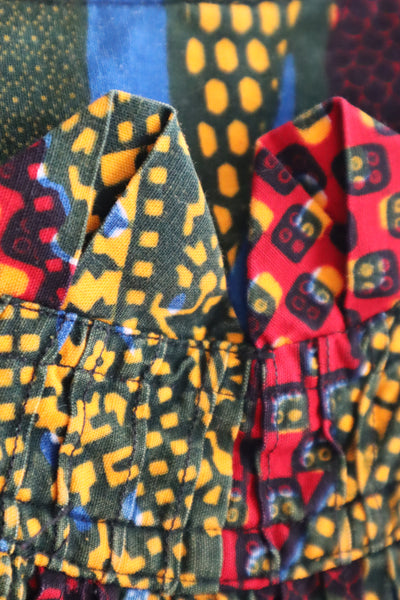 80s Puff Sleeve African Print Dress
