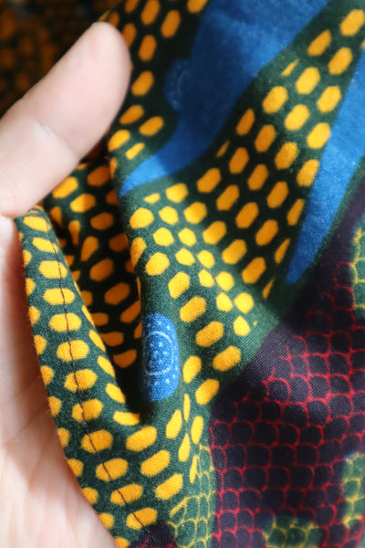 80s Puff Sleeve African Print Dress