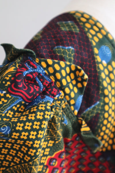 80s Puff Sleeve African Print Dress
