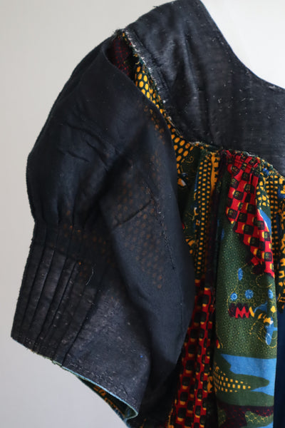 80s Puff Sleeve African Print Dress
