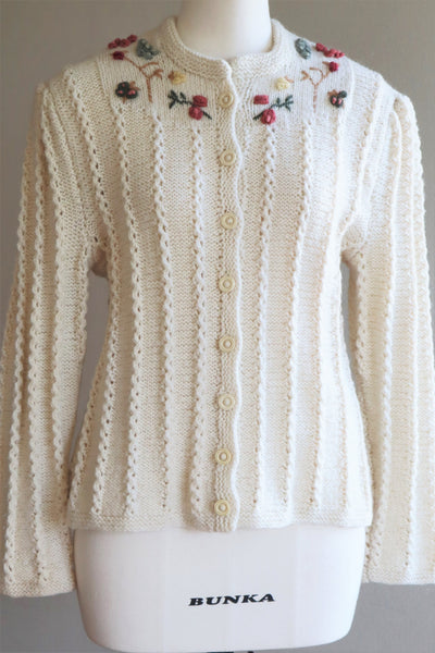 70s Fluffy Brushed Yarn Austrian Hand Knit Cardigan