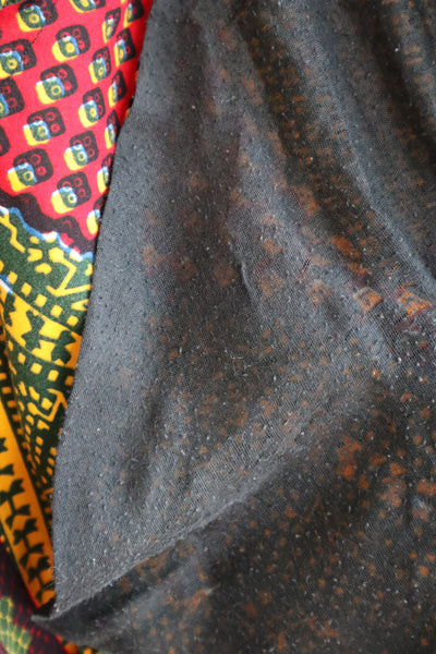 80s Puff Sleeve African Print Dress