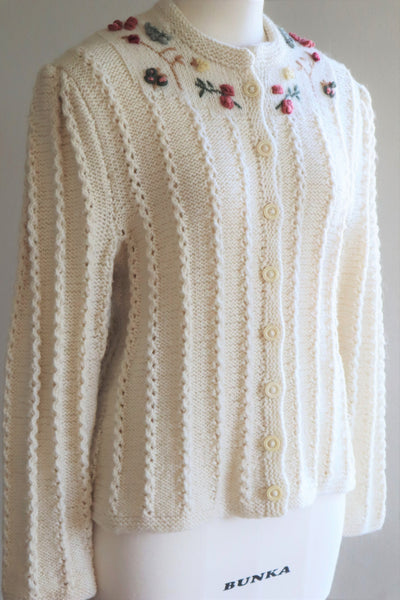 70s Fluffy Brushed Yarn Austrian Hand Knit Cardigan