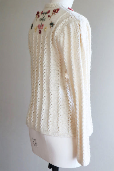 70s Fluffy Brushed Yarn Austrian Hand Knit Cardigan