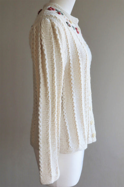 70s Fluffy Brushed Yarn Austrian Hand Knit Cardigan