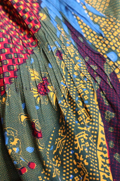 80s Puff Sleeve African Print Dress