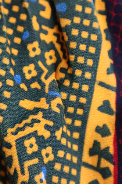 80s Puff Sleeve African Print Dress