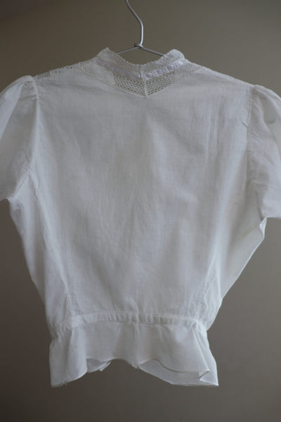 1900s Lace Linen Blouse White