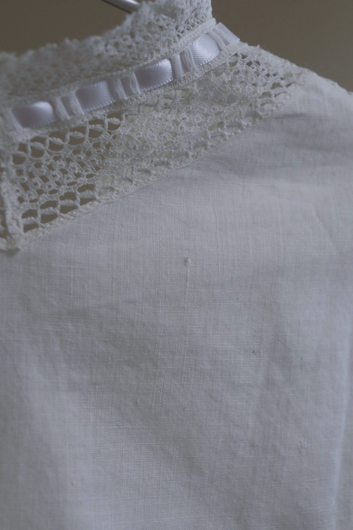 1900s Lace Linen Blouse White