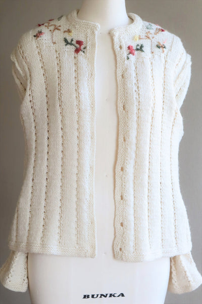 70s Fluffy Brushed Yarn Austrian Hand Knit Cardigan