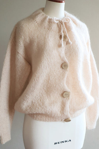 80s Stump Wood Button Hand Knit Mohair Cardigan