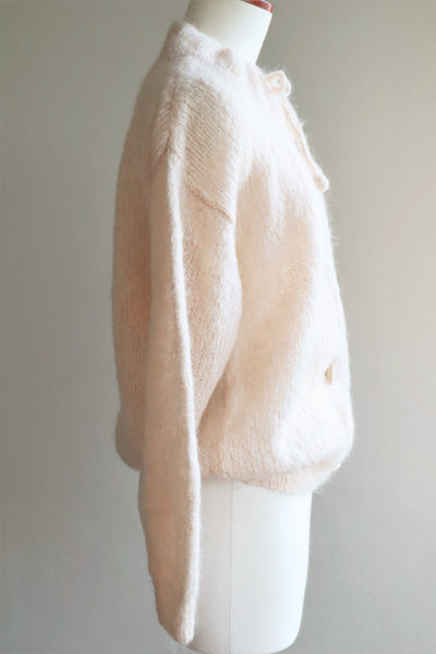 80s Stump Wood Button Hand Knit Mohair Cardigan