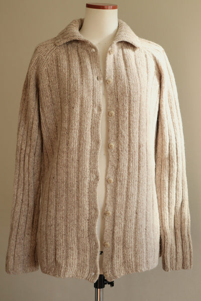 80s French Hand Knit Peasant Wool Cardigan