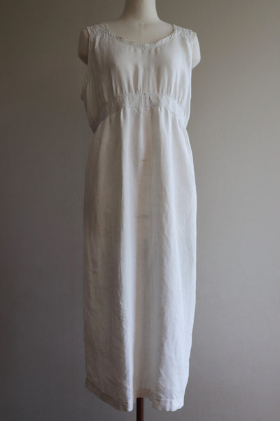 1920s Dead Stock French White Linen Dress