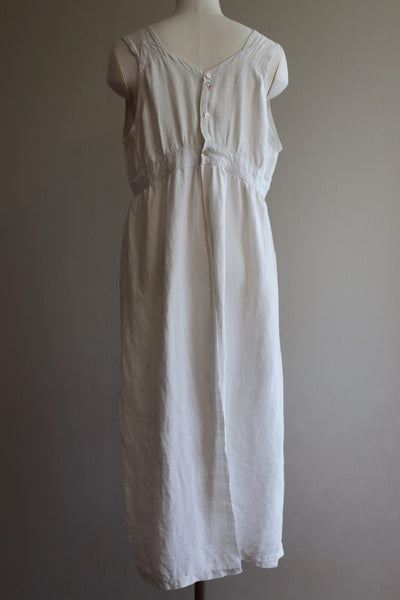 1920s Dead Stock French White Linen Dress
