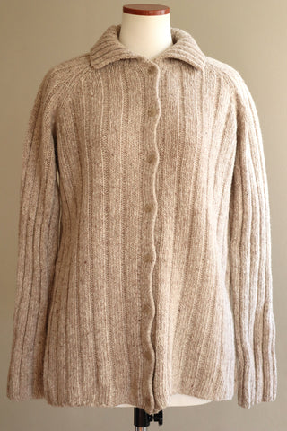 80s French Hand Knit Peasant Wool Cardigan